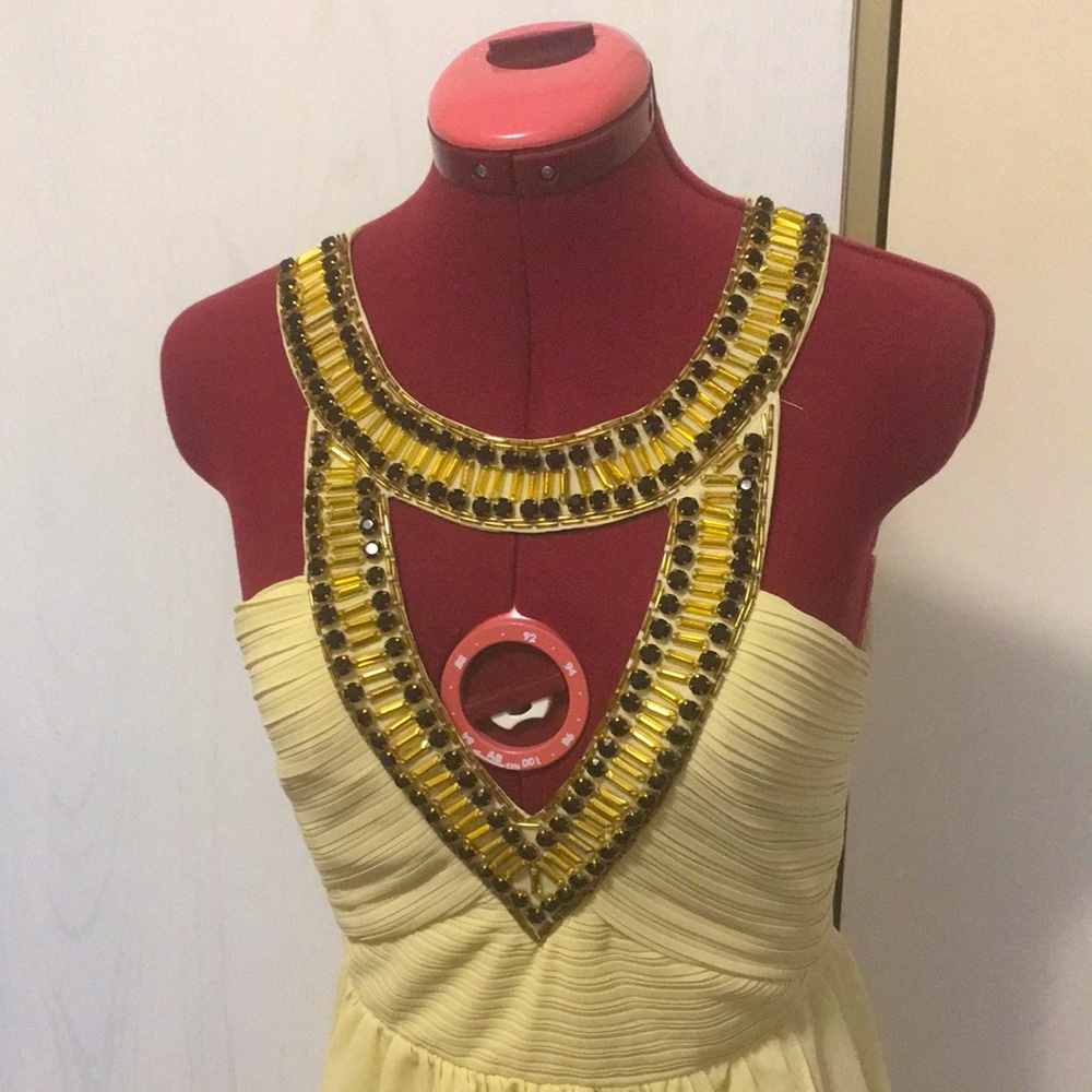 TFNC London Beaded Beige Hi Lo Dress